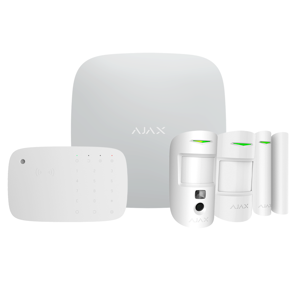 Kit de alarma profesional - Certificado Grado 2 - Comunicación Ethernet y dual SIM 4G - Protocolos Jeweller y Wings - Ajax HUB 2 4G