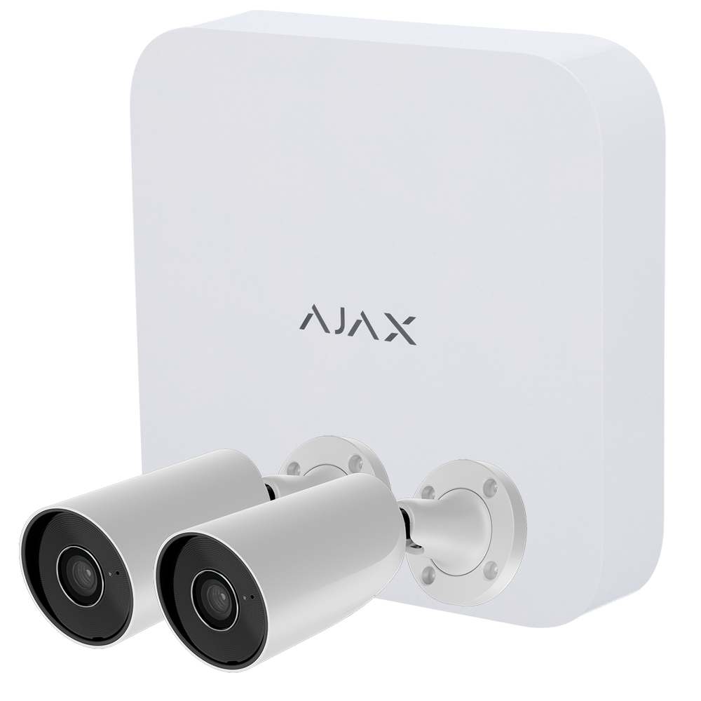 Kit di videosorveglianza Ajax - Videoregistratore Ajax da 8 canali   - 2 telecamere bullet da 5 Mpx Ajax - IR LED Portata 50m