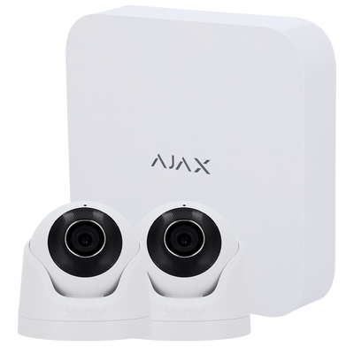Kit di videosorveglianza Ajax - Videoregistratore Ajax da 8 canali   - 2 telecamere turret da 5 Mpx Ajax - IR LED Portata 50m