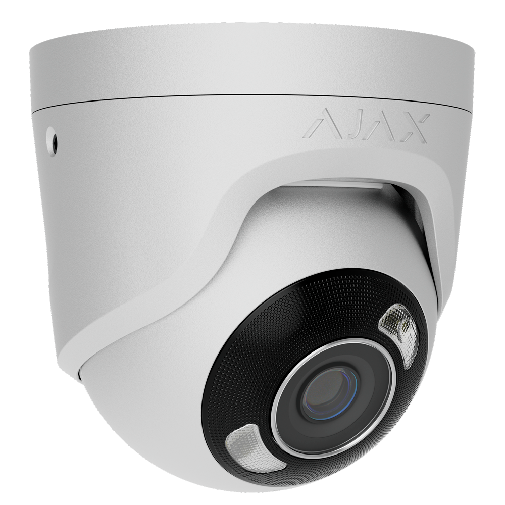 Cámara IP Turret 8 Megapixel Ajax - 1/2.7&quot; Progressive Scan CMOS - Lente 4 mm | Ranura MicroSD hasta 256GB - IR 50m | Luz Blanca 50 m | PoE 802.3at - Con Inteligencia Artificial - Color blanco