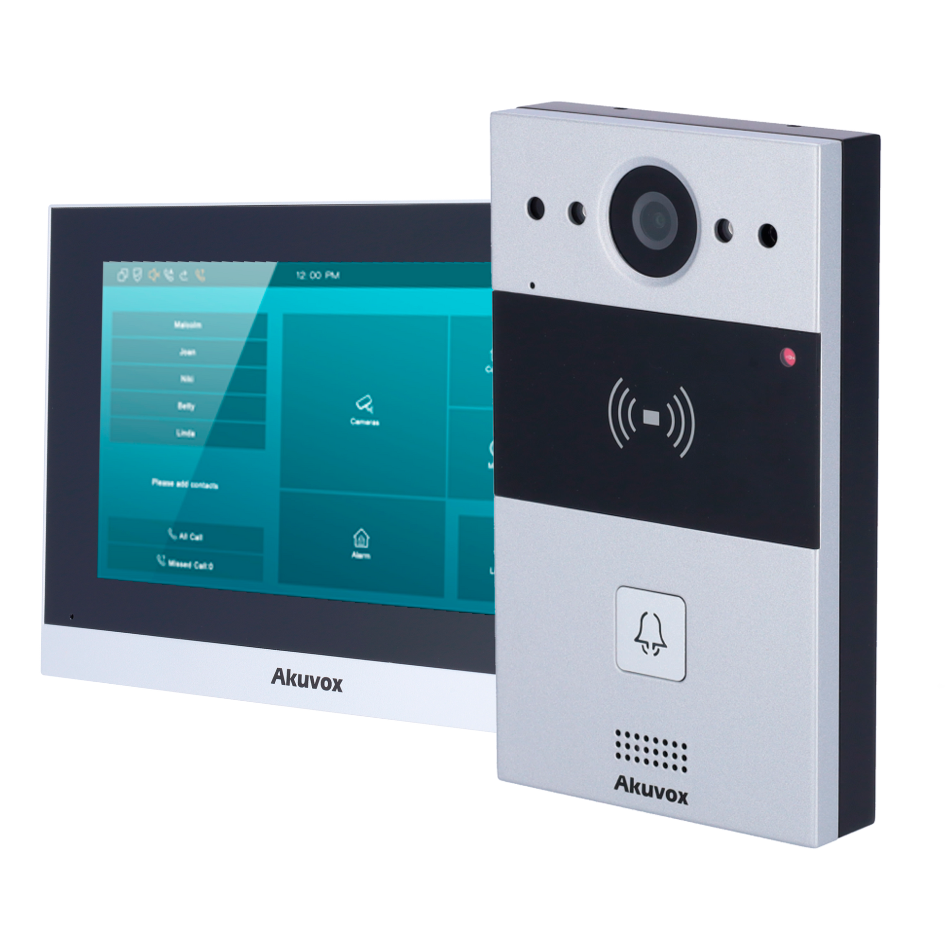 Kit videocitofonico Linux - 2 fili &amp; WiFi | Postazione esterna e monitor - Audio bidirezionale Crystal Clear - Lettore EM/MF e NFC - 1 uscita relè | Antivandalo - Connessione Cloud