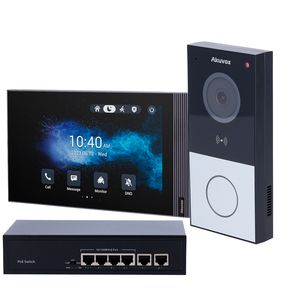 Kit videocitofonico su base LINUX - IP &amp; WiFi | Postazione esterna e monitor - Audio bidirezionale Crystal Clear - Lettore MF