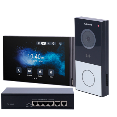 Kit videocitofonico su base LINUX - IP &amp; WiFi | Postazione esterna e monitor - Audio bidirezionale Crystal Clear - Lettore MF