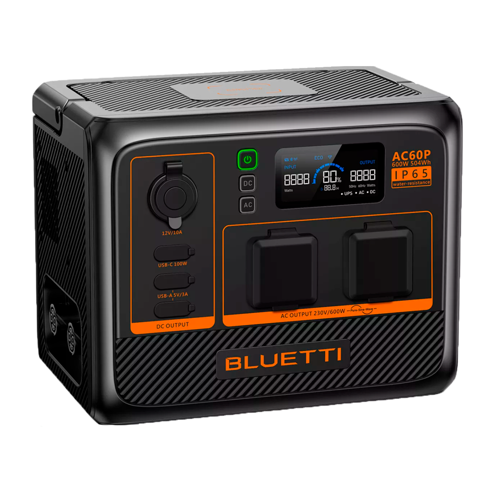 Batteria portatile Bluetti - Grande capacità 504Wh (18Ah) - Potenza in uscita 600W - Uscite e modalità di ricarica multiple - 3000 cicli di vita | Funzione UPS | IP65 - Display LCD | Controllo tramite APP