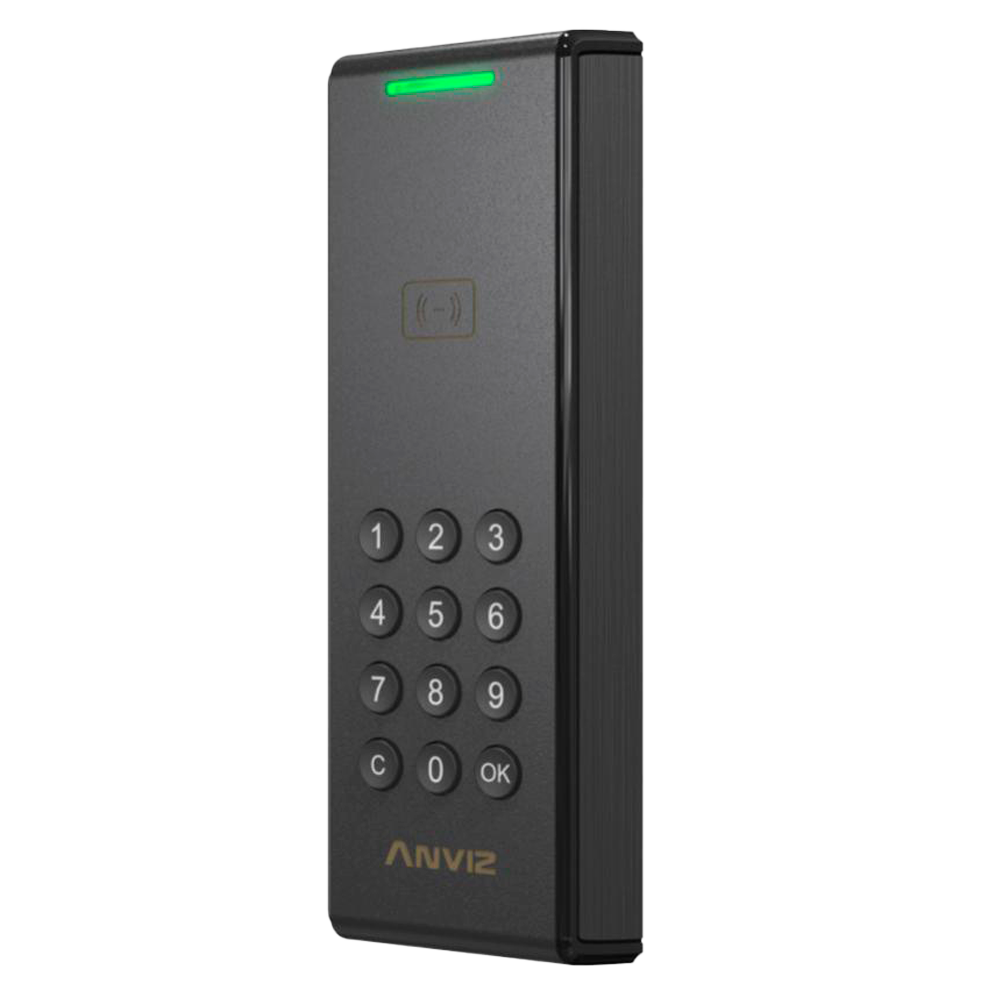 Lettore di accesso - Accesso tramite scheda EM/MF e PIN - Indicatore a LED e acustico - Wiegand 26/34 | OSDP - Compatibile con i controller Anviz - Adatto per esterni IP65