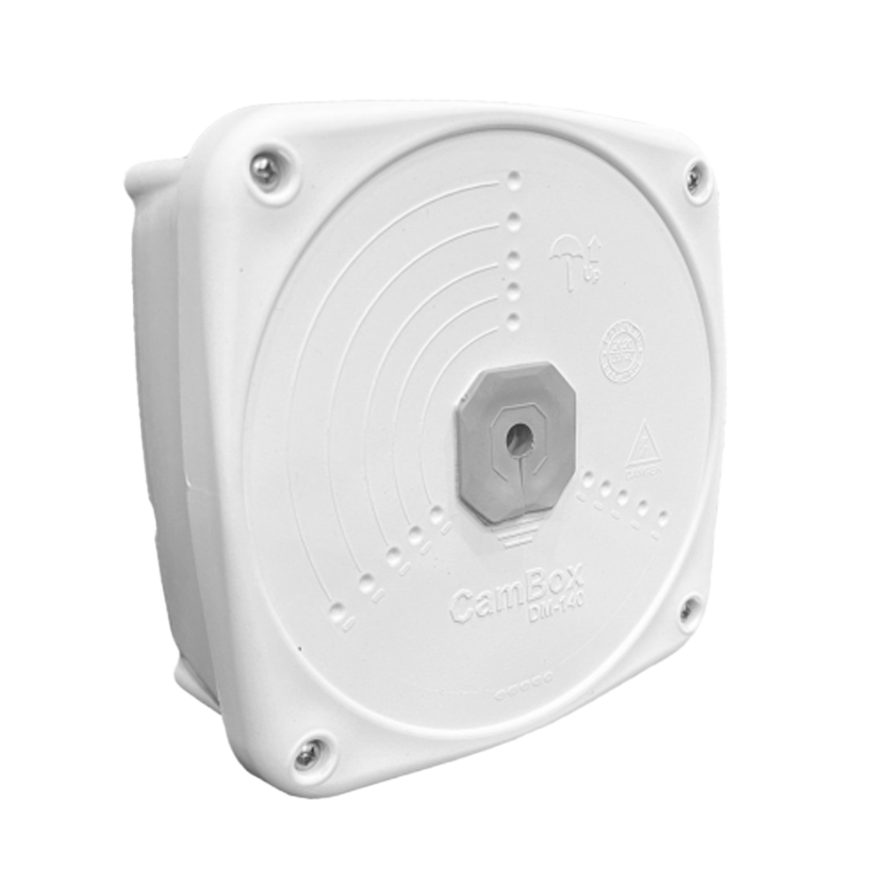 Scatola di giunzione - Per telecamere dome e bullet - Doppio sigillo per l'esterno IP66 - Livello dell'acqua per un corretto posizionamento - Fabbricata in PVC -  Colore bianco