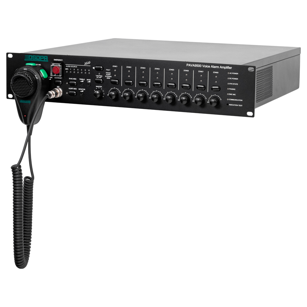 Sistema di emergenza - Amplificatore di backup - Potenza 500W - 2 Ingressi MIC - 4 ingressi LINE - Software gestionale