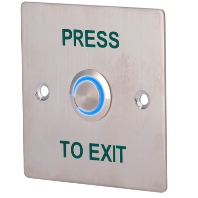 Pulsante di apertura della porta con LED - Uso professionale - Testato 100.000 usi - NO/NC/COM | Montaggio a incasso o in superficie - Misure 86 (H) x 86 (l) x 29 (P) mm - Realizzato in acciaio inox