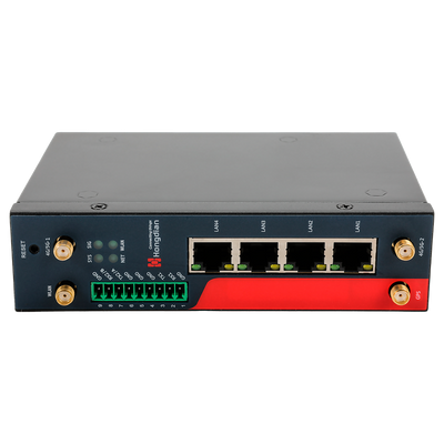 Hongdian Router Industriale 4G - 4G Cat 4 - 4 porte PoE+ Ethernet RJ45 10/100/1000  - 2 Slot per scheda SIM 4G/3G - Porte RS232/RS485 - Wi-Fi 802.11b/g/n 2.4GHz
