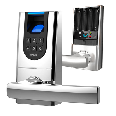 Serratura intelligente ANVIZ - Impronte digitali e tastiera - Fino a 99 utenti e 4 amministratori - Autonoma 4 x pile AA - Resistente ed estetica - Funzioni extra di sicurezza