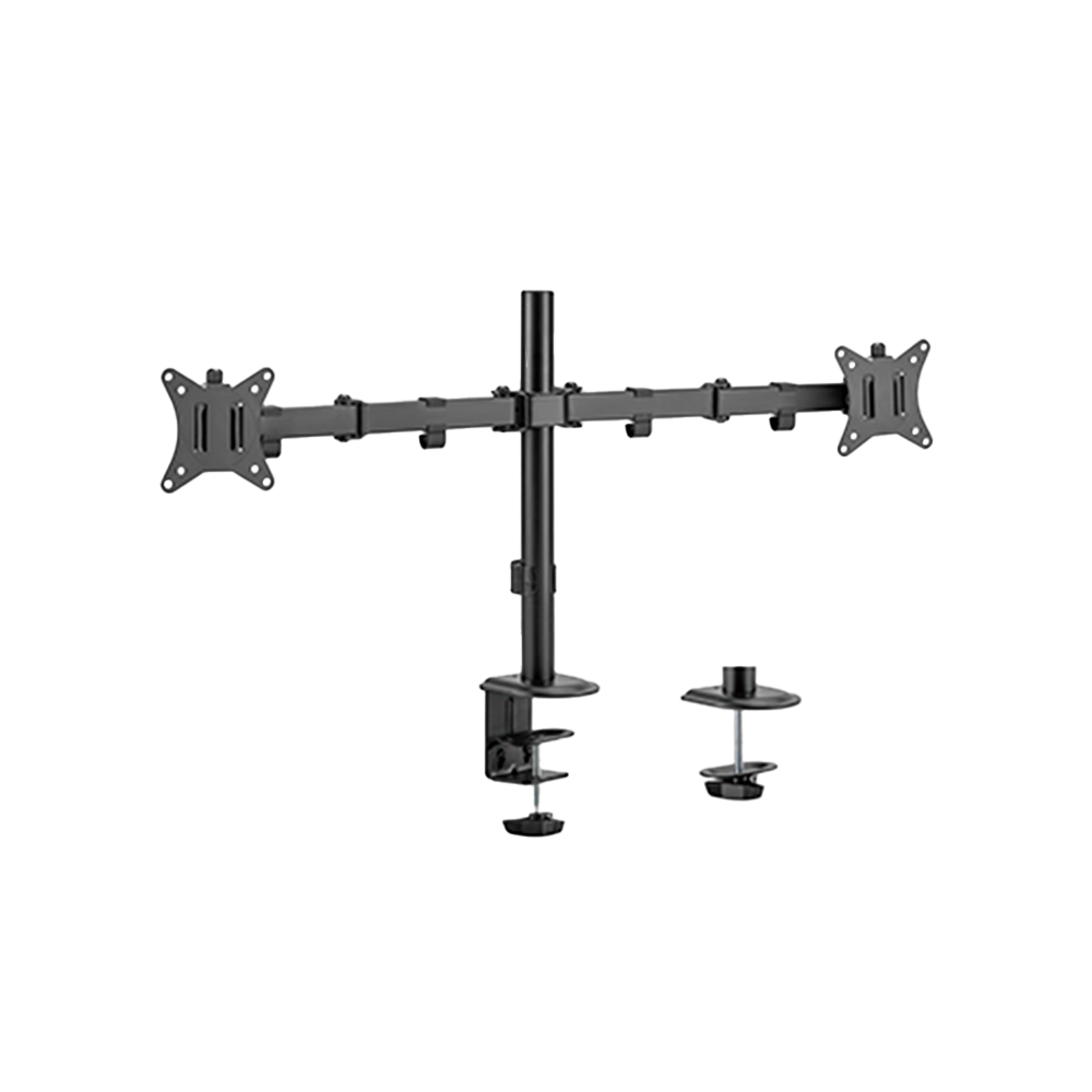 Palo per doppio monitor - Installazione a tavolo - Carico massimo 9Kg - Inclinazione -45º +45º - VESA 75x75 - VESA 100x100mm