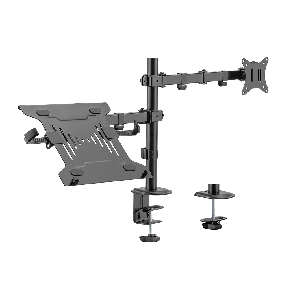 Supporto a braccio per monitor e PC - Installazione a tavolo - Carico massimo 9Kg - Inclinazione -45º +45º - VESA 75x75 - VESA 100x100mm