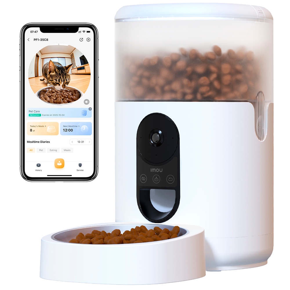 Imou - Distributore di cibo smart per animali domestici  - Vista panoramica 360º / 4MP 2.5K - Capacità di 4L - Rilevamento degli animali domestici - Audio Bidirezionale - Gestione dall'App