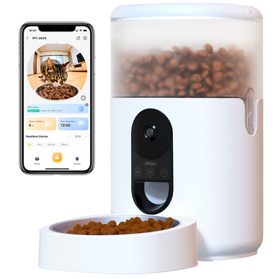 Imou - Distributore di cibo smart per animali domestici  - Vista panoramica 360º / 4MP 2.5K - Capacità di 4L - Rilevamento degli animali domestici - Audio Bidirezionale - Gestione dall'App