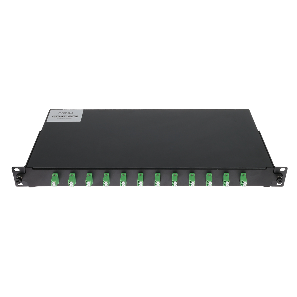 Patch panel de fibra  - 12 puertos LC/APC Duplex - Bandeja de empalme (sin pigtail) - Formato enrackable - Tamaño 1U para facilitar la instalación