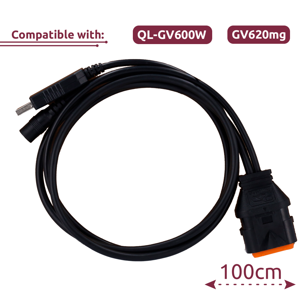 Cavo di configurazione - Compatibile con QL-GV600W &amp; GV620mg - Lunghezza 100cm - Alimentatore 12V DC 1A