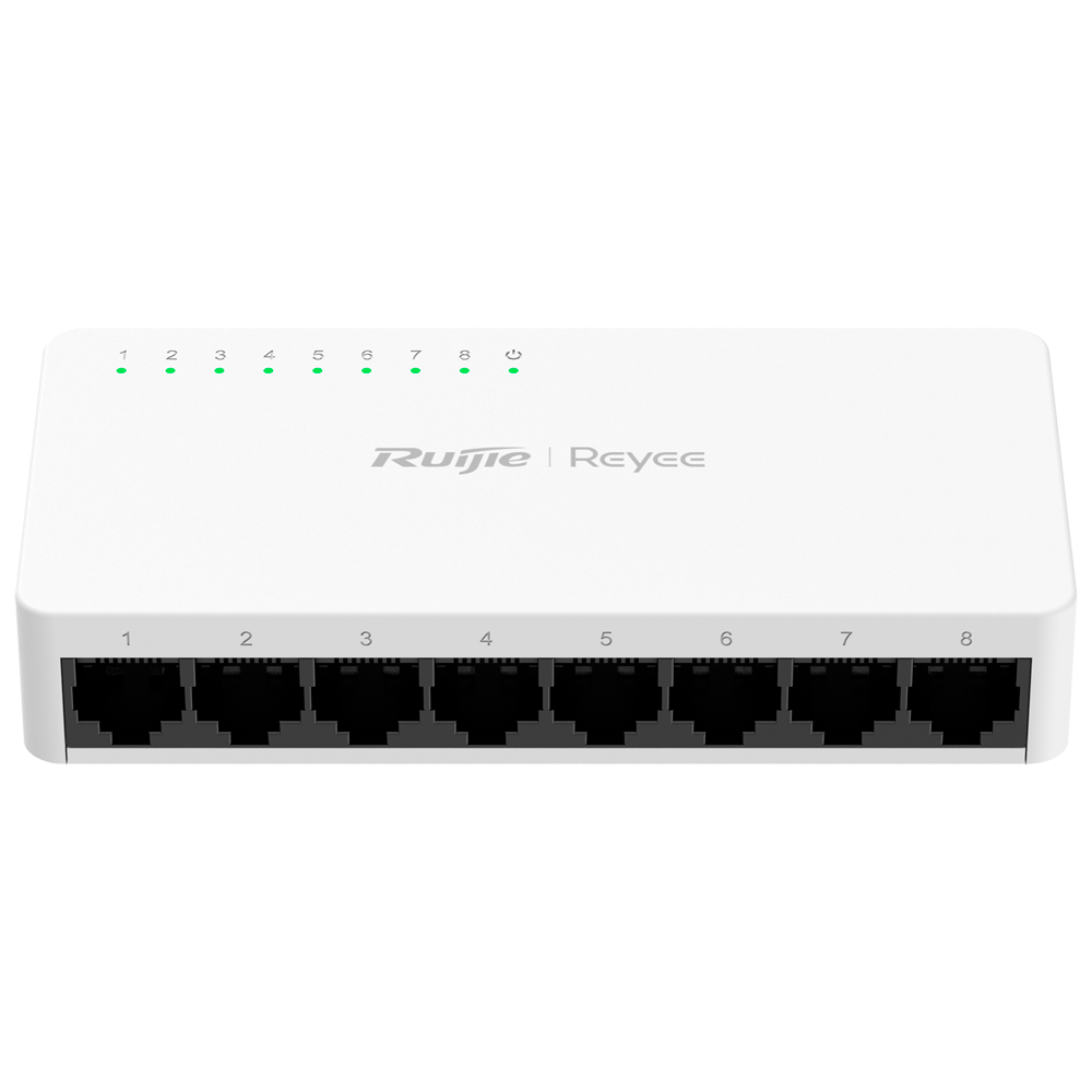 Reyee Switch da Tavolo - Alloggiamento in Plastica - 8 porte RJ45 - Velocità 10/100 Mbps - Plug and Play - Tecnologia a risparmio energetico