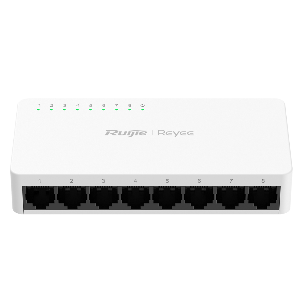 Reyee Switch da Tavolo - Alloggiamento in Plastica - 8 porte RJ45 - Velocità 10/100/1000 Mbps - Plug and Play - Tecnologia a risparmio energetico