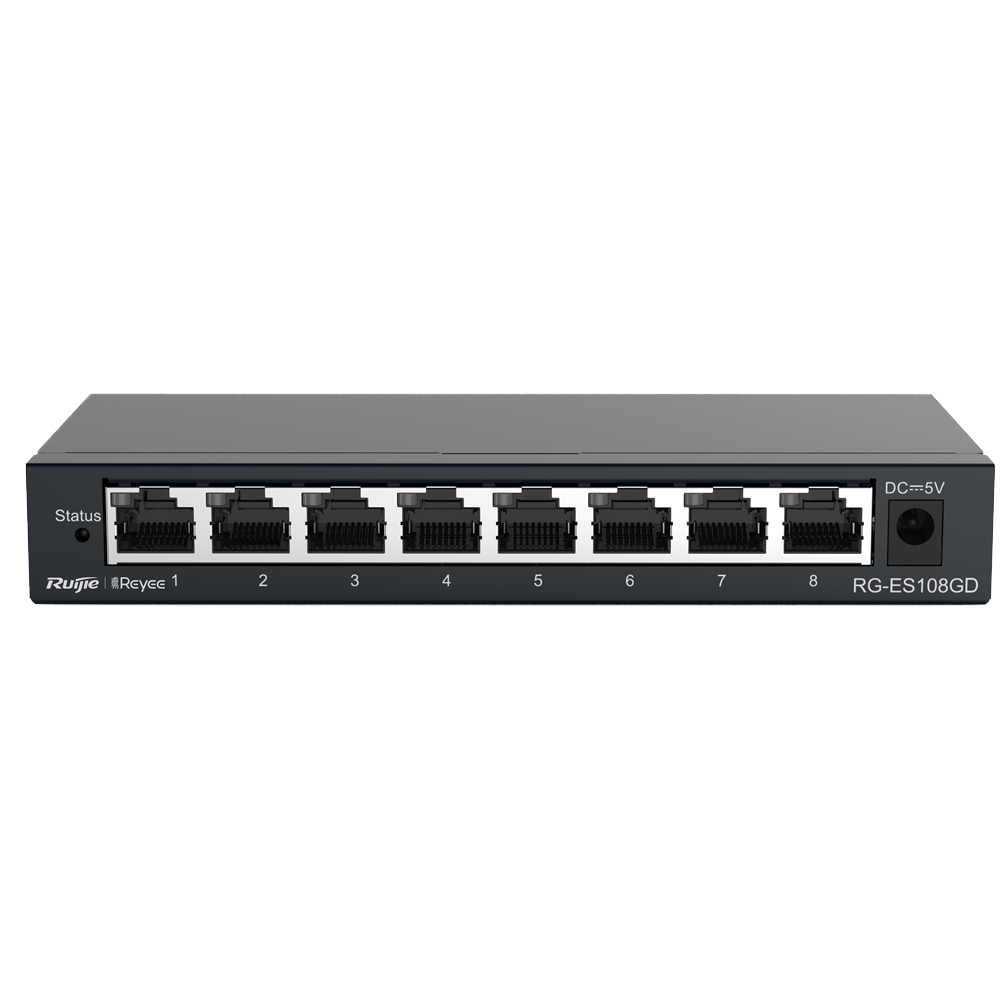 Reyee Switch da Tavolo - Alloggiamento in Metallo - 8 porte RJ45 - Velocità 10/100/1000 Mbps - Plug and Play - Tecnologia a risparmio energetico