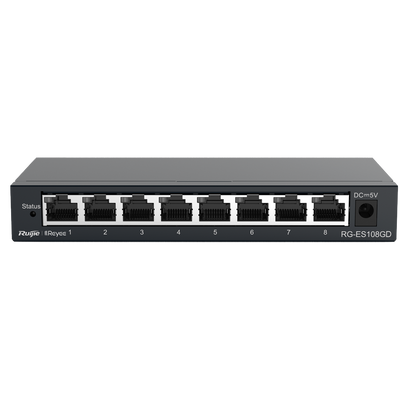 Reyee Switch da Tavolo - Alloggiamento in Metallo - 8 porte RJ45 - Velocità 10/100/1000 Mbps - Plug and Play - Tecnologia a risparmio energetico