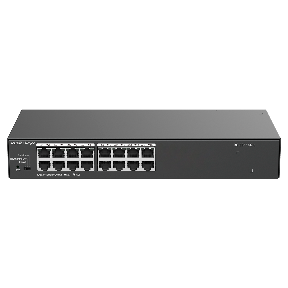 Reyee Switch da Tavolo - Alloggiamento in Metallo - Montaggio su rack - 16 porte RJ45 - Velocità 10/100/1000 Mbps - Plug and Play - Tecnologia a risparmio energetico