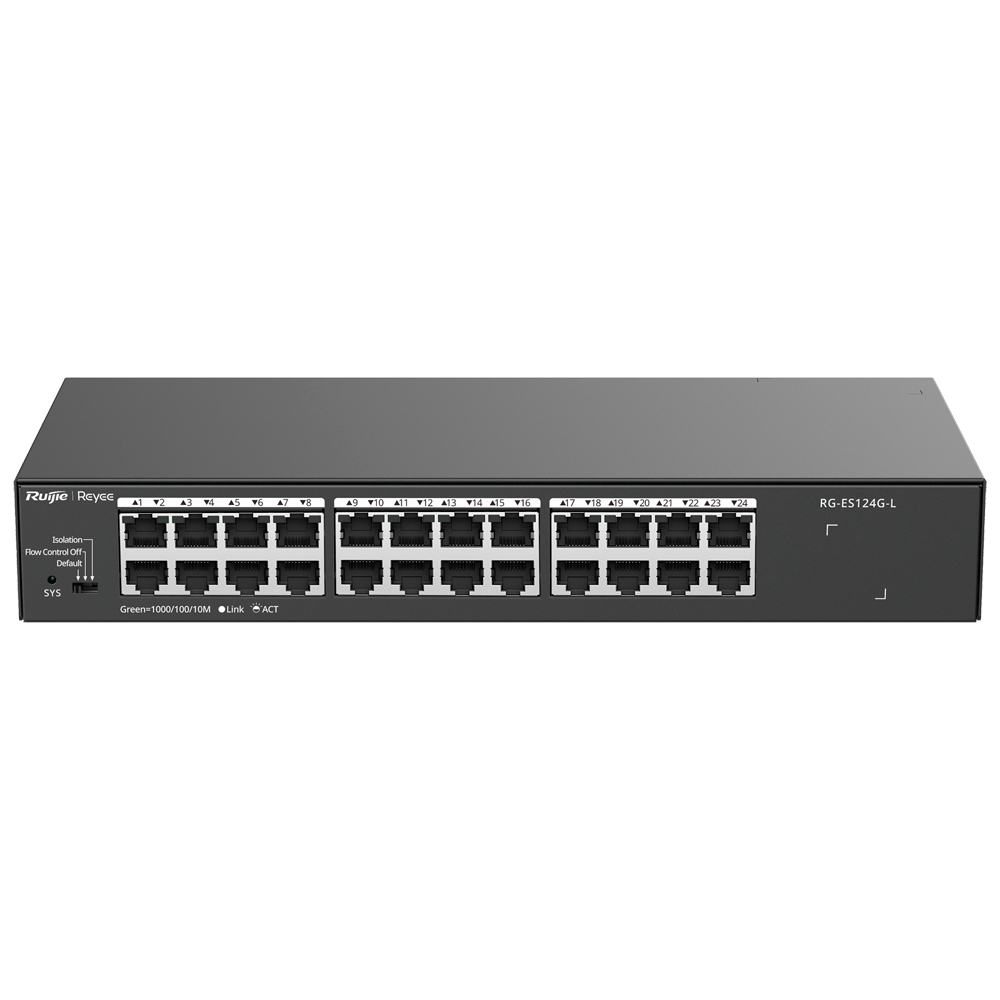 Reyee Switch da Tavolo - Alloggiamento in Metallo - Montaggio su rack - 24 porte RJ45 - Velocità 10/100/1000 Mbps - Plug and Play - Tecnologia a risparmio energetico