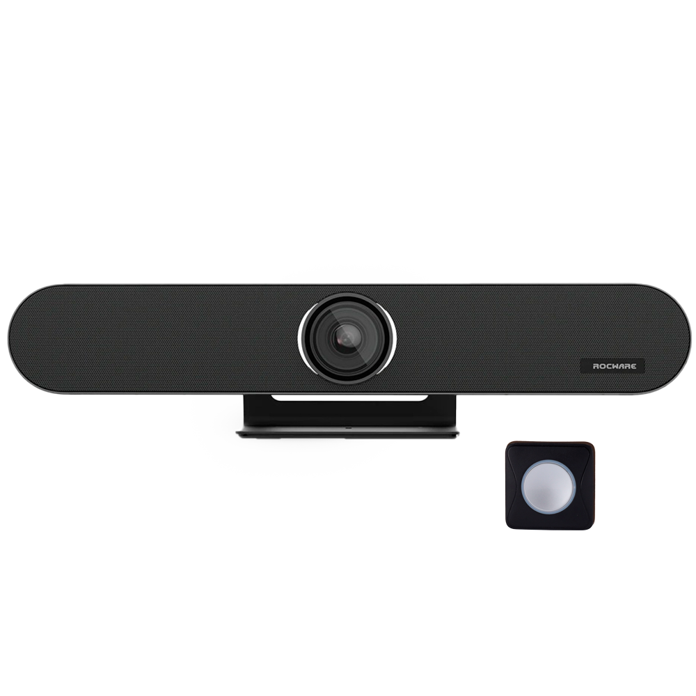 Barra per videoconferenze All in One - Risoluzione 4K - Angolo di visione 120° - Microfoni e altoparlanti integrati - Include un pulsante di trasmissione - Plug &amp; Play