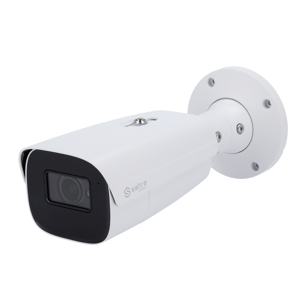 Safire Smart - Cámara Bullet IP gama LPR - Resolución 4 Megapíxel (2592x1520) - Lente Motorizada 2.8-12 mm | Audio | IR 70m - Reconocimiento de matrículas | Gestión de listas - IP67 | PoE (IEEE802.3af) | Alarma | P2P