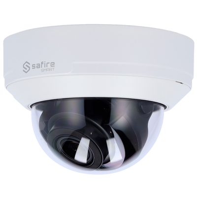 Safire Smart - Telecamera Dome IP gamma E1 Intelligenza Artificiale - Risoluzione 8 Megapixel (3840x2160) - Ottica motorizzata 2.8-12 mm | Microfono | IR 50m - IA: Classificazione di persone e veicoli - IP67 &amp; IK10 | PoE (IEEE802.3af) | P2P