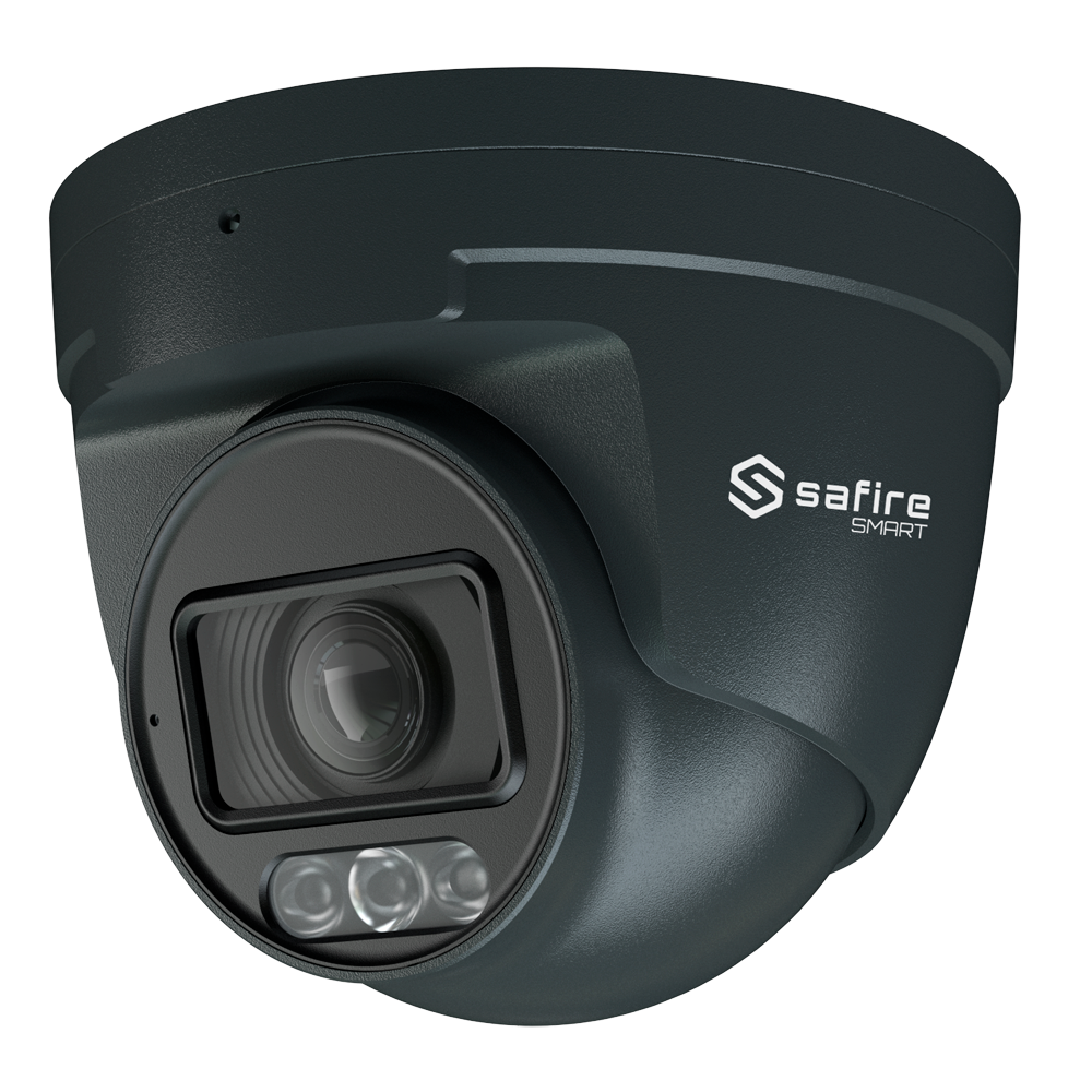 Safire Smart - Telecamera Turret IP gamma E1 AI - Risoluzione 4 Megapixel (2566x1440) - Ottica Motorizzata 2.8~12mm | IR&amp;Led fino a 50m - IA: Classificazione di persone e veicoli - Waterproof IP67 | PoE (IEEE802.3af) | P2P