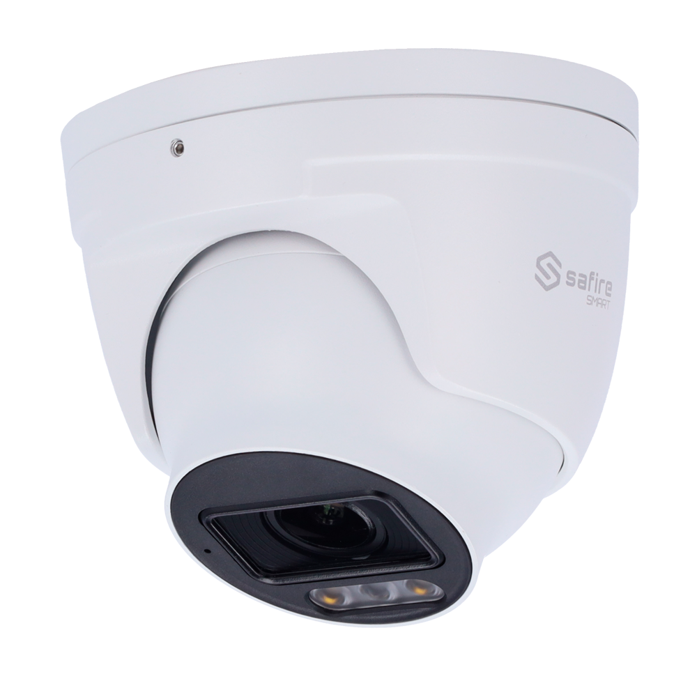 Safire Smart - Telecamera Turret IP gamma E1 Intelligenza Artificiale - Risoluzione 6 Megapixel (3200×1800) | Audio IN - Ottica 2.8~12mm Motorizzata | IR e Luce Bianca 50m - IA: Classificazione di persone e veicoli - Waterproof IP67 | PoE (IEEE802.3af)