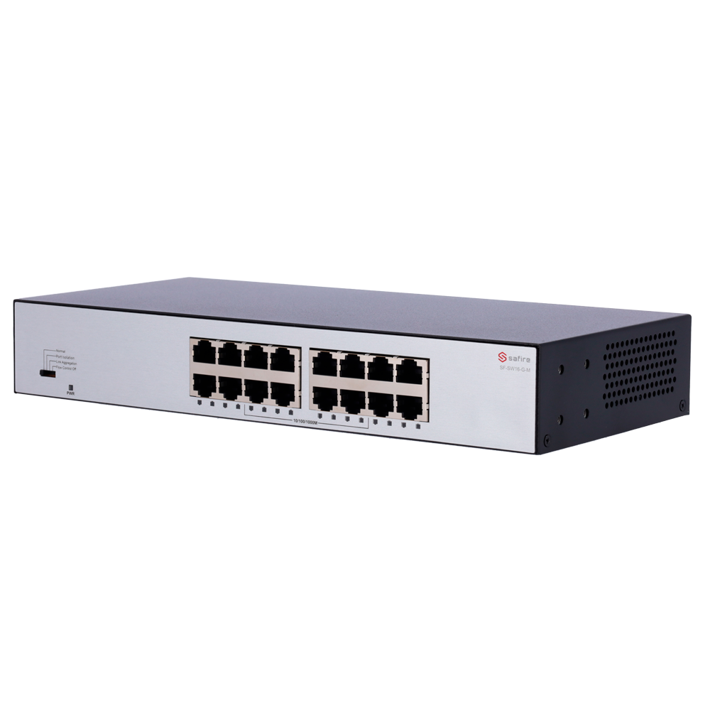 Safire Switch da tavolo  - 16 porte Gigabit - Velocità 10/100/1000 Mbps - Plug &amp; Play - Tecnologia di risparmio energetico - Alloggiamento in metallo