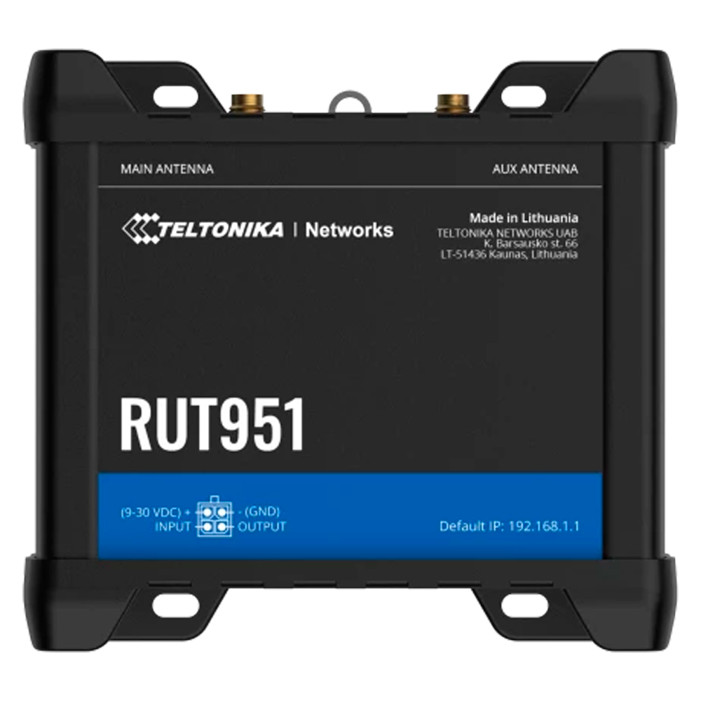 Teltonika Router 4G Industriale - 4 porte Ethernet RJ45 Fast Ethernet - Dual SIM 4G (LTE) Cat 4 fino a 150Mbps - 1x Ingresso + 1x Uscite digitali - Wi-Fi 802.11b/g/n 2.4GHz - Alloggiamento in Alluminio