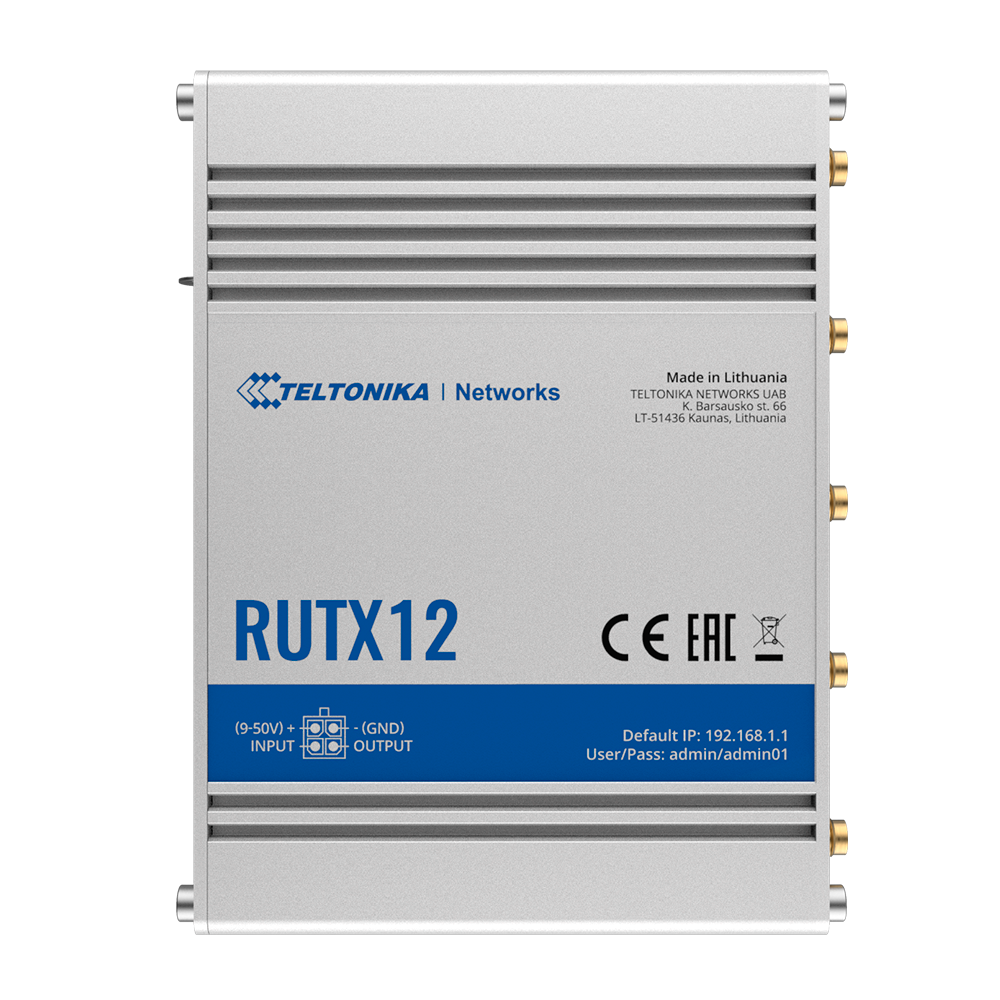Teltonika Router 4G Industriale - Dual Modem 4G Cat 6 Dual SIM  - Wi-Fi 5 - Bluetooth LE 4.0 - Posizionamento GNSS - 5 porte Ethernet RJ45 Gigabit
