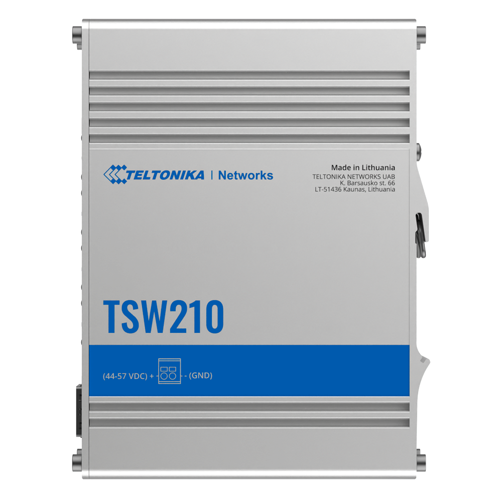 Teltonika Switch Unmanaged Industriale - 8 porte Ethernet RJ45 Gigabit +2 SFP Gigabit - Robusto Alloggiamento in Alluminio - Plug and Play - Alimentazione DC 7 a 57V - LED di Stato