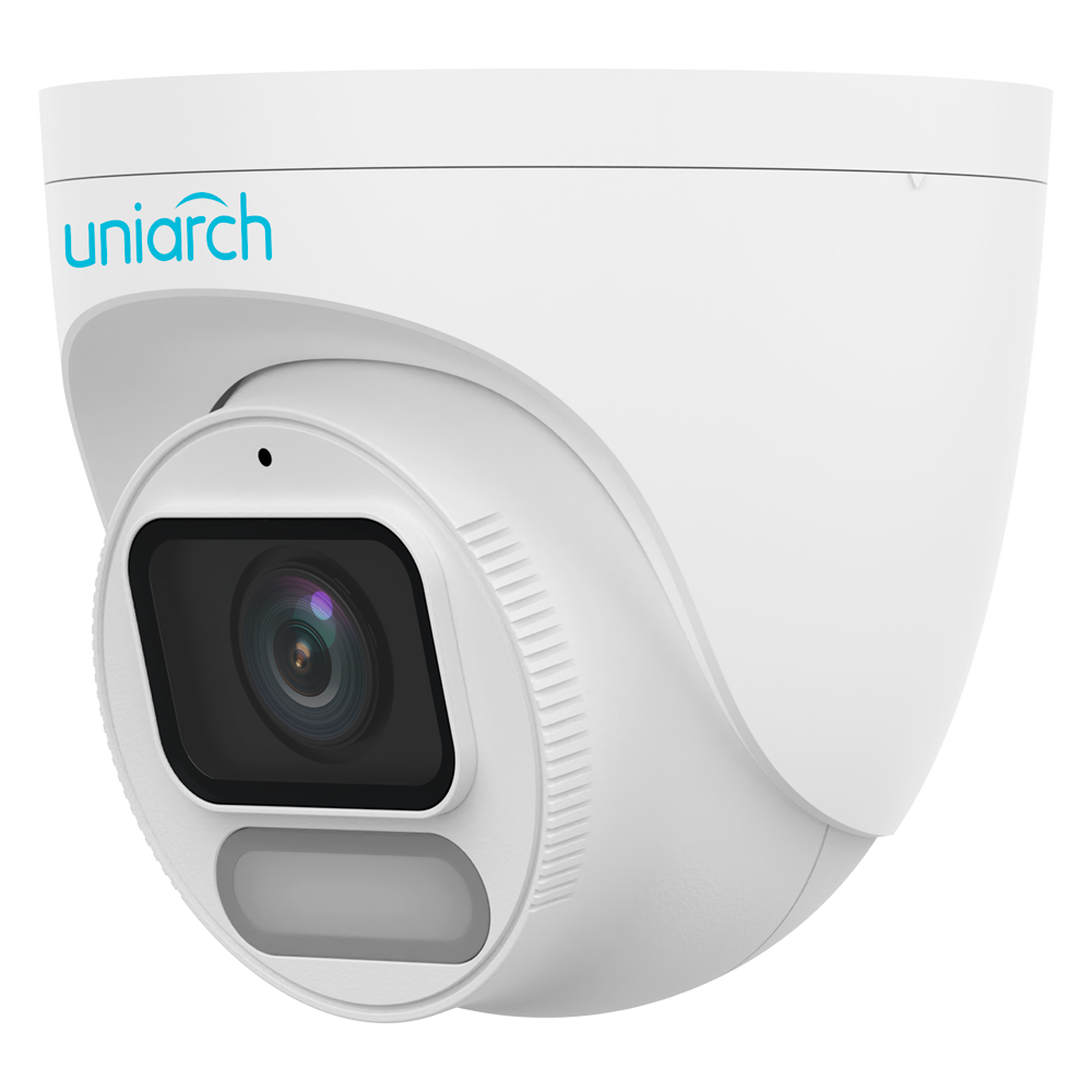 Telecamera IP Turret | Uniarch - 4 MP | Ottica 4 mm | microSD 512 GB - Luce bianca 30 m | WDR 120 dB - Color Hunter con tecnologia WISE-ISP - PoE | UMD | IP67 - Pulsante di reset | Microfono integrato