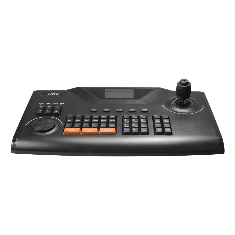 Univisione della tastiera IP - Doppia interfaccia: diretto o rete - Schermo LCD - Interfaccia IP/RS-232/RS-485 - Joystick 4 assi - Cattura delle immagini in locale per USB