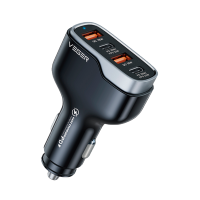 VEGER - Accendisigari per auto - Potenza 66W - Ricarica veloce 30W - Uscite 2x USB-C