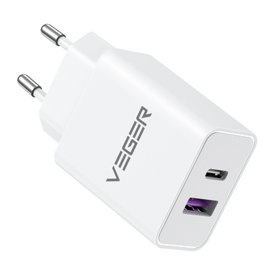 VEGER - Caricabatterie USB - Potenza 30W - Ricarica veloce  - Uscite USB-A