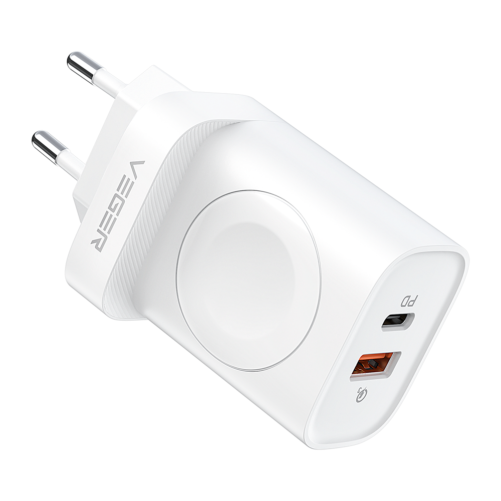 VEGER - Caricabatterie USB e wireless (per iWatch) - Potenza 25W - Ricarica veloce 22.5W - Uscite USB-A