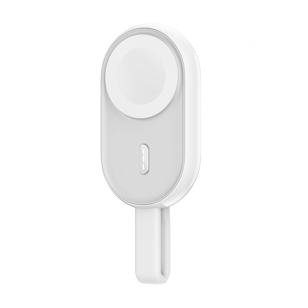 VEGER Power bank wireless con LED - Capacità 1200mAh - Ingresso USB-C - Uscita Wireless per AppleWatch - Carica 1 dispositivo - Colore bianco
