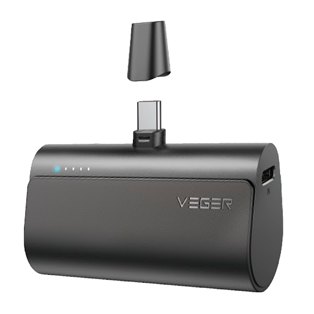 VEGER Mini Power bank con LED di ricarica - Capacità 5000mAh - Ingresso USB-C