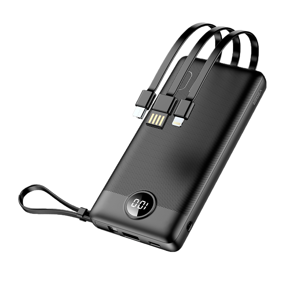 VEGER Power bank con display LCD - Capacità 10000mAh - Ingressi USB-C