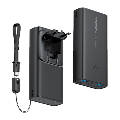 VEGER Power bank con LED di ricarica - Capacità 10000mAh - Ingressi AC