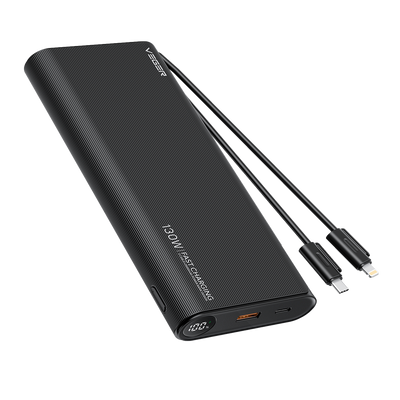 VEGER Power bank con display LCD - Capacità 25000mAh - Ingressi USB-C e Cavi integrati - Uscite USB-C
