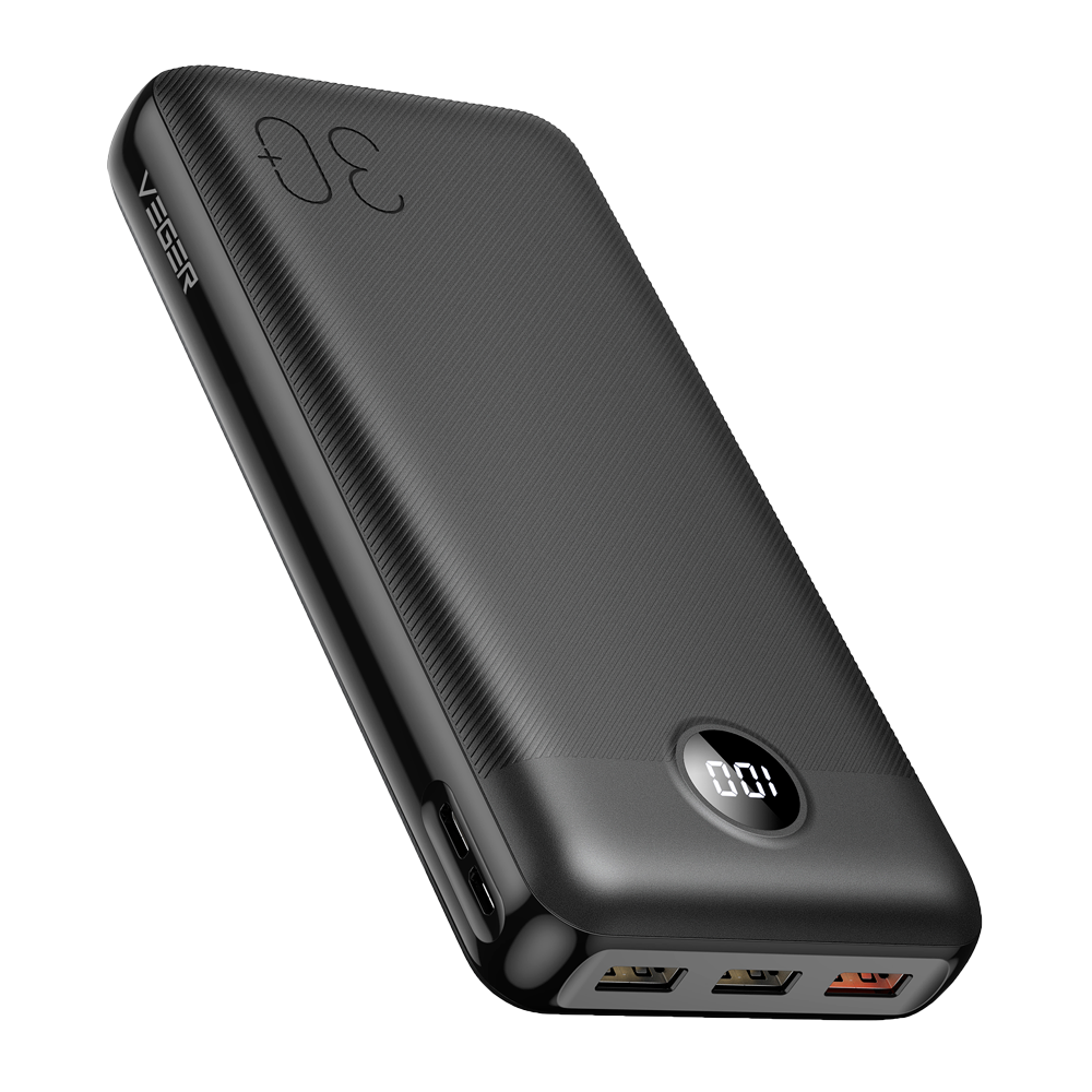 VEGER Power bank con display LCD - Capacità 30000mAh - Ingressi USB-C