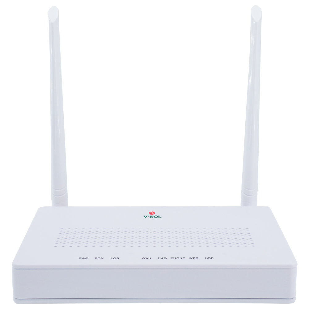 V-SOL Router ONT Wi-Fi 4 - 1X PON  4x LAN RJ45 10/100/1000Mbps 1x RJ11 - 802.11 b/g/n - Ideale per l'FTTH domestico e aziendale