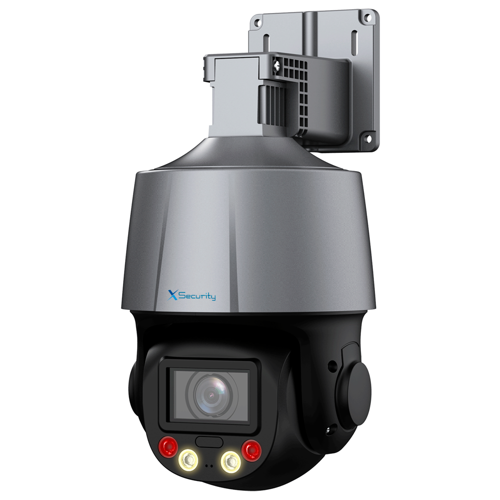Telecamera IP PTZ X-Security 4 Mpx Gamma Pro - Ottica varifocale 2.7~13.5 mm (zoom ottico 5x) - Dual Light  | Portata IR 50 m | Luce bianca 30 m - IVS (Protezione perimetrale) | SDM 3.0 - Microfono e altoparlante | Sirena e luce di dissuasione - IP66 | PoE | MicroSD