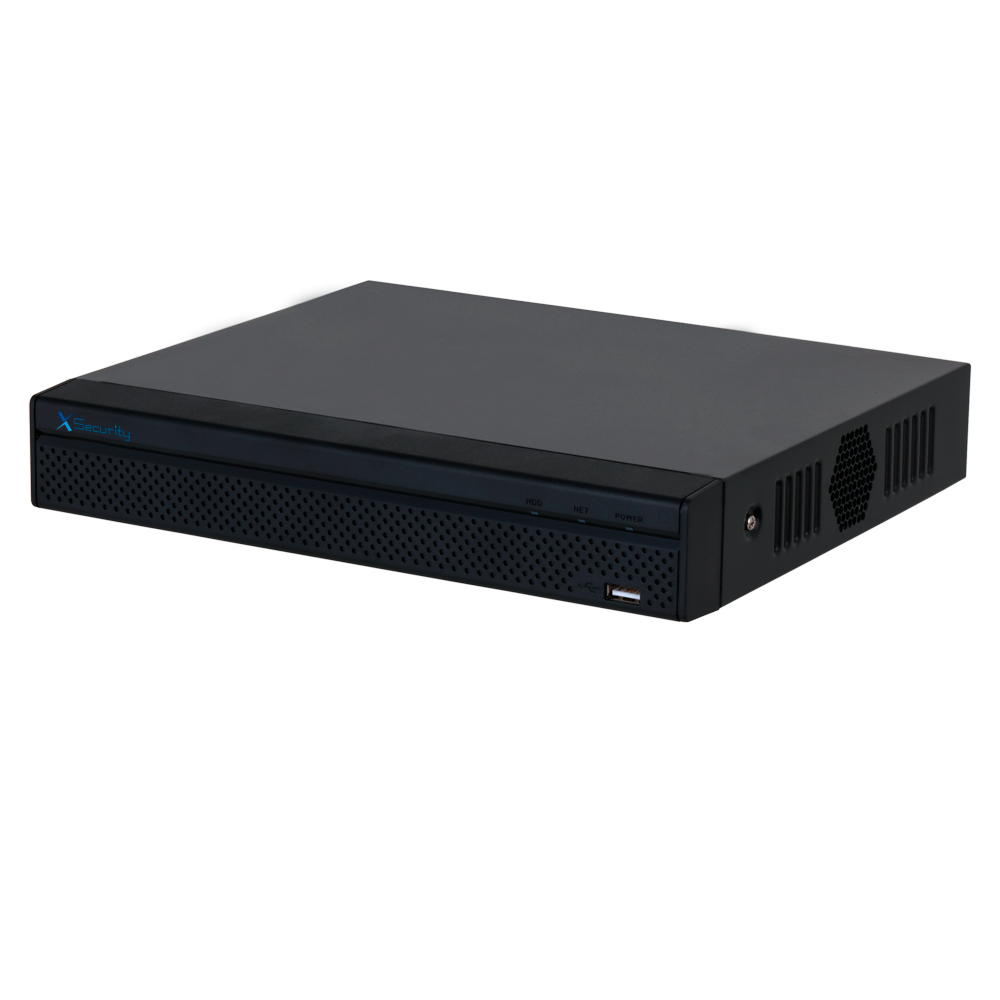 Videoregistratore IP X-Security AI - 4 CH video IP | 4 CH PoE - Risoluzione massima di registrazione 12 Mpx - Larghezza di banda 80 Mbps - Uscita HDMI e VGA - Ammette 1 hard disk