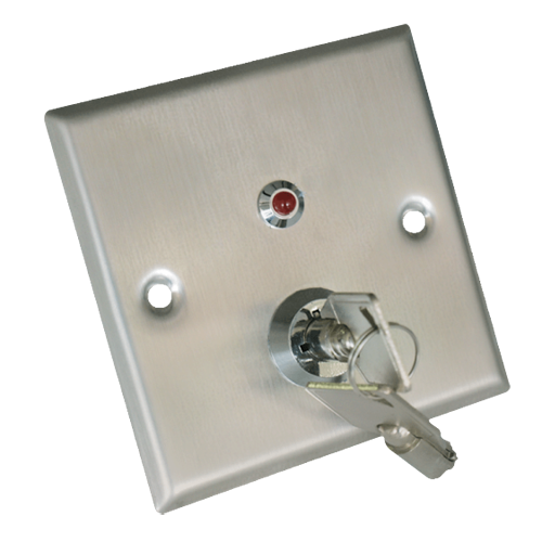 Interruttore a chiave - Indicatore LED - Testato 500.000 usi - NO/NC/COM/TAMP/LED | Montaggio ad incasso o su superficie - Misure 86 (H) x 86 (l) x 20 (P) mm - Realizzato in acciaio inox